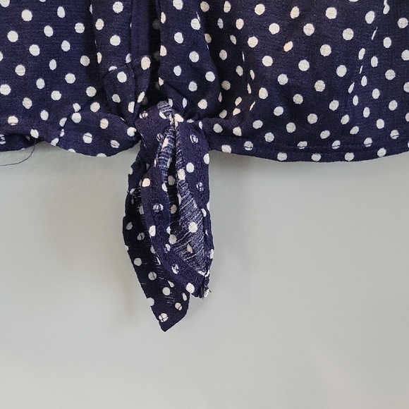 Lavish Midnight Blue and White Dot Blouse - Picture 4 of 8